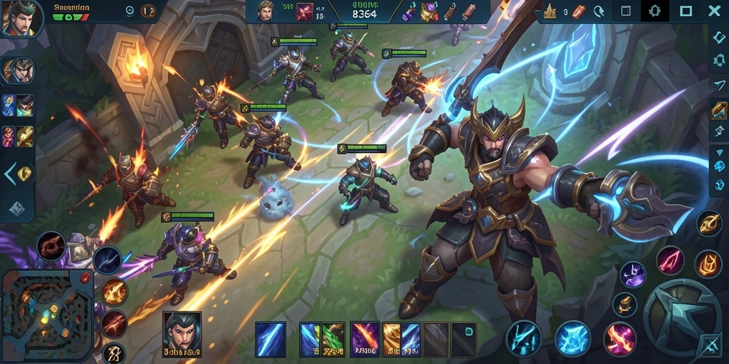 Screenshot utama 8364 menampilkan aksi intens di arena MOBA.