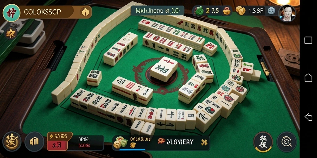 Tampilan gameplay menarik dari COLOKSGP yang menggambarkan permainan Mahjong.