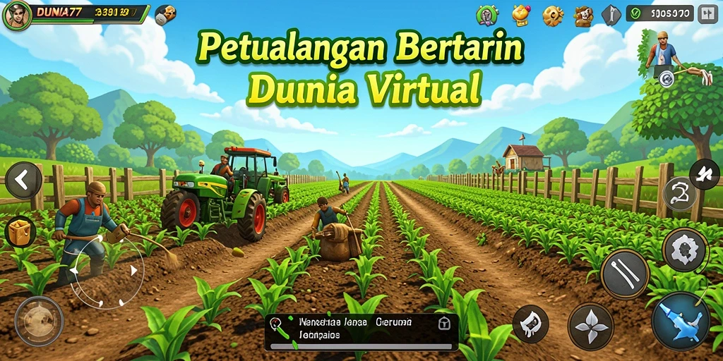 Tampilan seru gameplay pertanian di DUNIA77 yang menakjubkan.