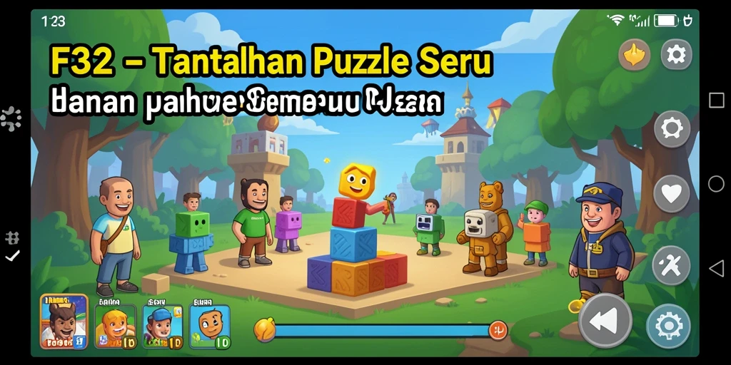 Screenshot gameplay F32 yang penuh warna dan menantang.