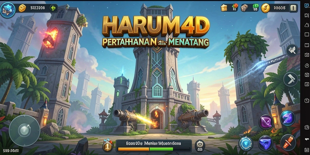 Gameplay menegangkan dalam HARUM4D yang menampilkan strategi Tower Defense.