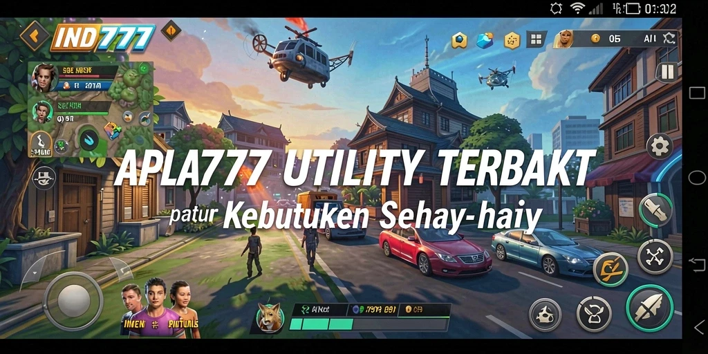 Tampilan utama aplikasi IND777 dengan fitur Utility yang lengkap.