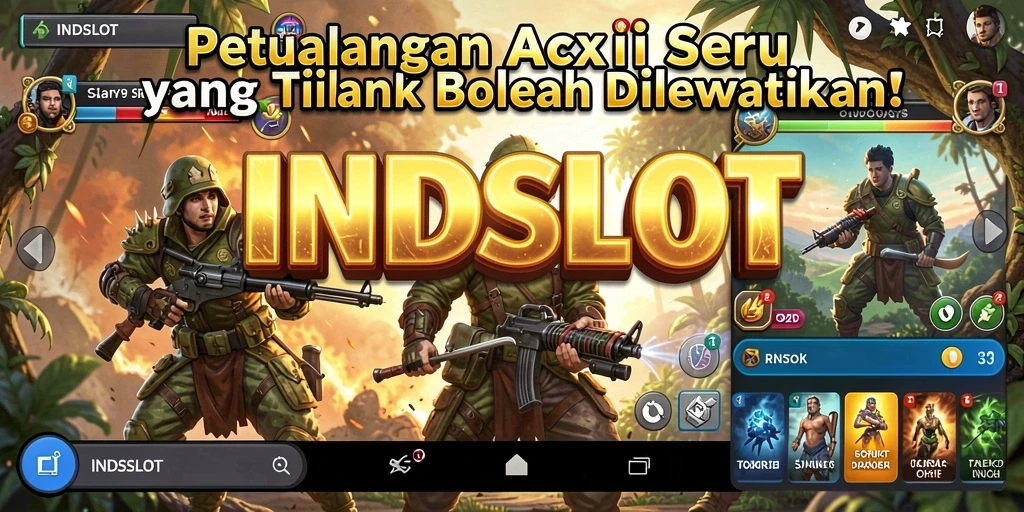 Tangkapan layar INDSLOT menampilkan karakter dalam aksi mendebarkan.