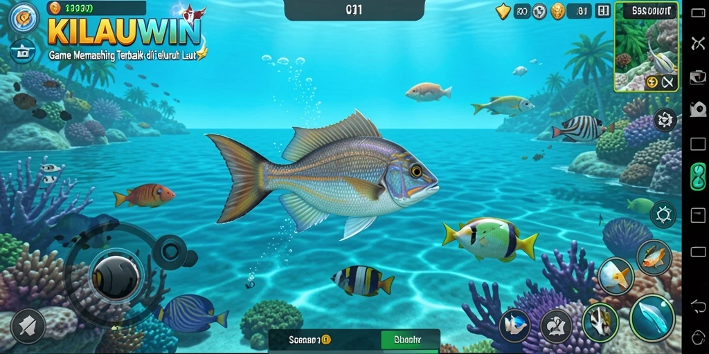 Tampilan gameplay KILAUWIN yang menampilkan aksi memancing yang seru.