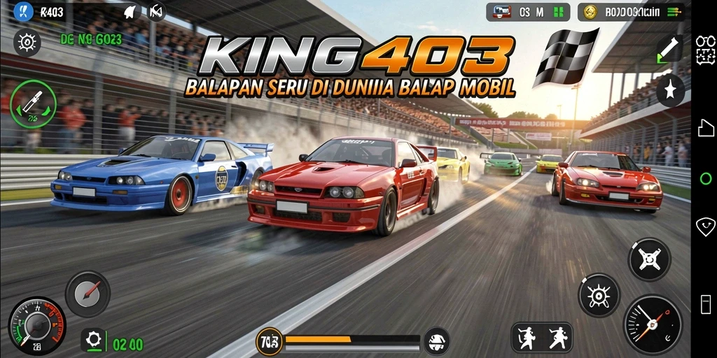 Tampilan gameplay balapan yang mendebarkan di KING403.