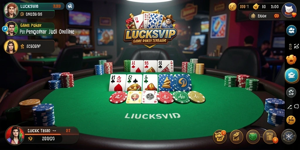 Screenshot gameplay LUCKSVIP menampilkan suasana Poker yang seru dan mendebarkan.