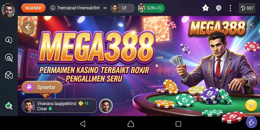 Tampilan utama gameplay MEGA388 dengan suasana Kasino yang mengasyikkan.