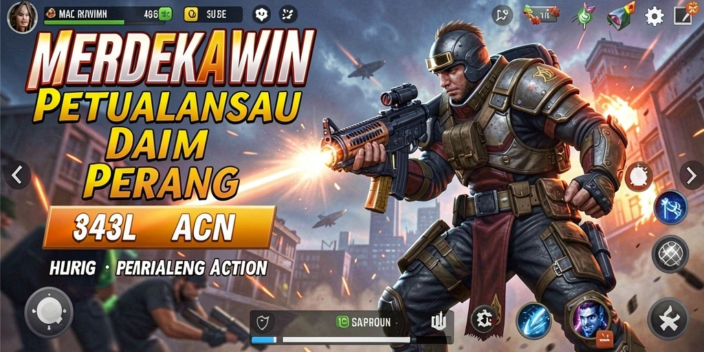 Tampilan penuh aksi dari gameplay MERDEKAWIN yang mendebarkan.