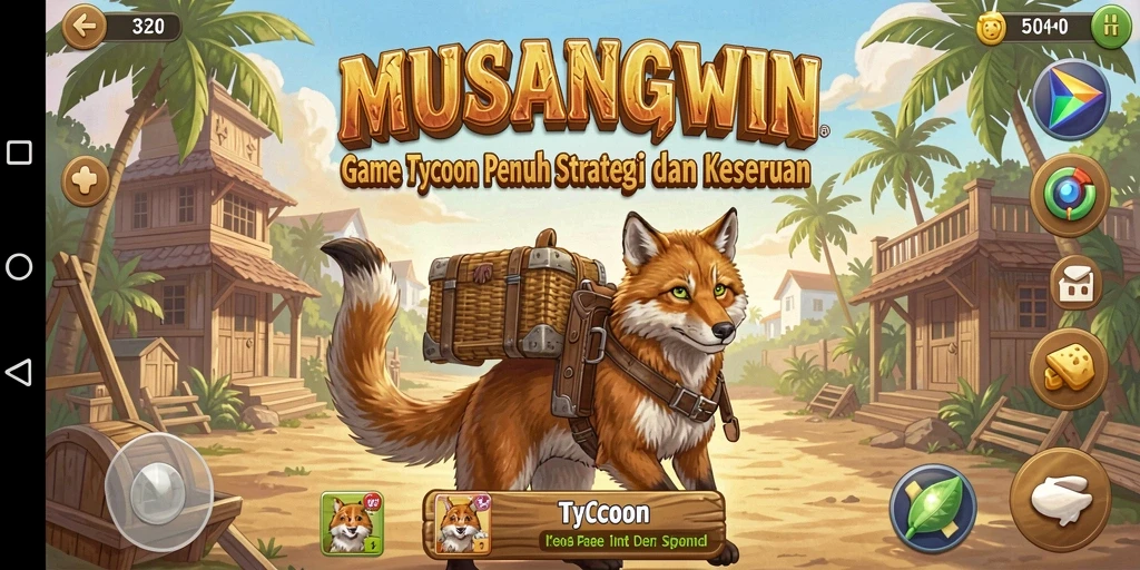 Tangkapan layar gameplay MUSANGWIN menampilkan pembangunan bisnis yang seru.