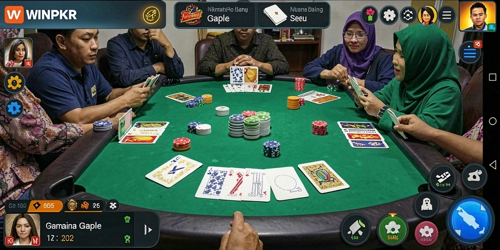 Screenshot gameplay WINPKR menampilkan suasana seru bermain Gaple.