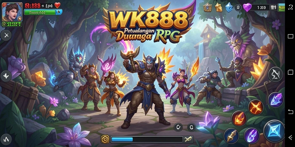 Tampilan seru dari pertarungan di game RPG WK888.