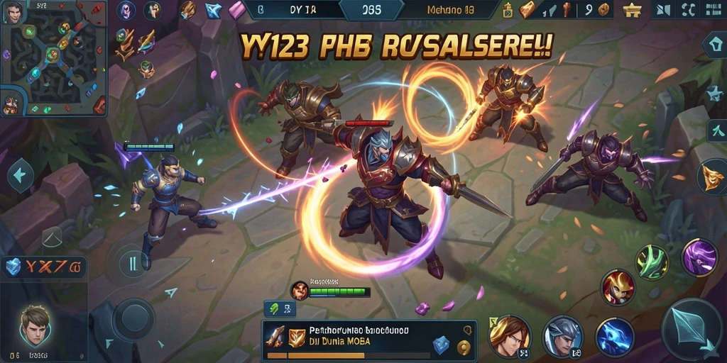 Screenshot dari gameplay YY123 yang menunjukkan aksi seru di arena.